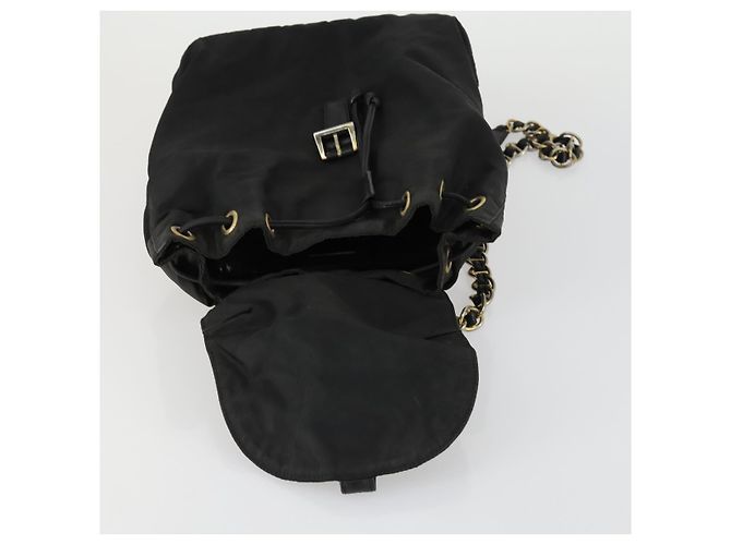 Zaino PRADA in nylon nero e oro Auth ka1273 D'oro - vista 20