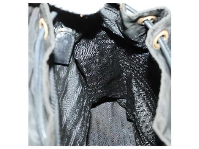 Zaino PRADA in nylon nero e oro Auth ka1273 D'oro - vista 21