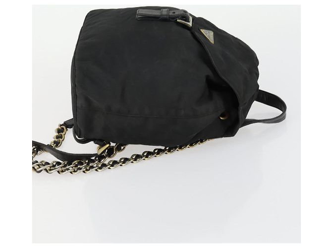 Zaino PRADA in nylon nero e oro Auth ka1273 D'oro - vista 3