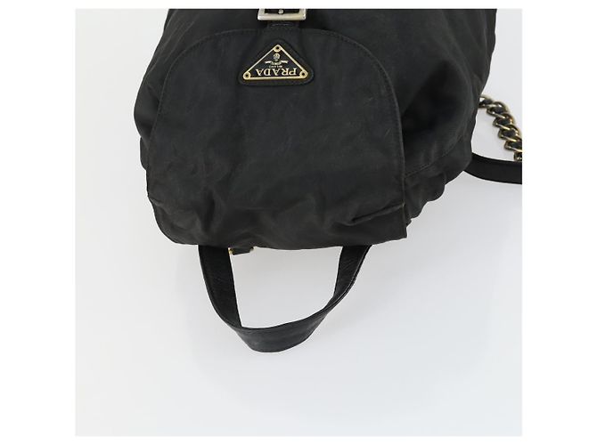Zaino PRADA in nylon nero e oro Auth ka1273 D'oro - vista 6