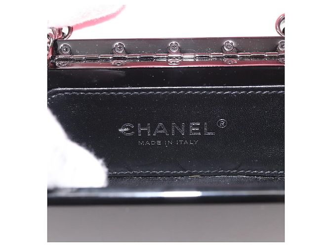 Borsa da sera a catena CHANEL Borsa a spalla plexi Nero Rosa CC Auth bs31743SM - vista 19