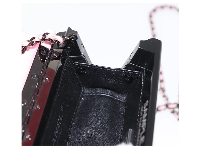 Borsa da sera a catena CHANEL Borsa a spalla plexi Nero Rosa CC Auth bs31743SM - vista 20