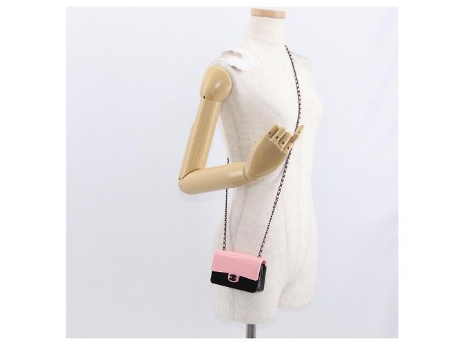 Borsa da sera a catena CHANEL Borsa a spalla plexi Nero Rosa CC Auth bs31743SM - vista 22