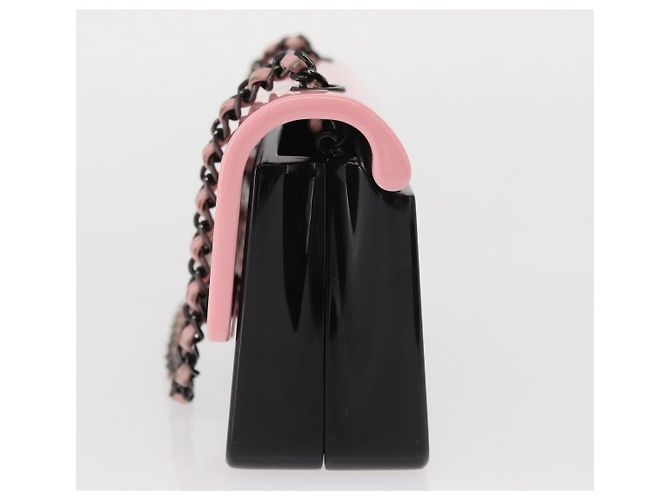 Borsa da sera a catena CHANEL Borsa a spalla plexi Nero Rosa CC Auth bs31743SM - vista 3