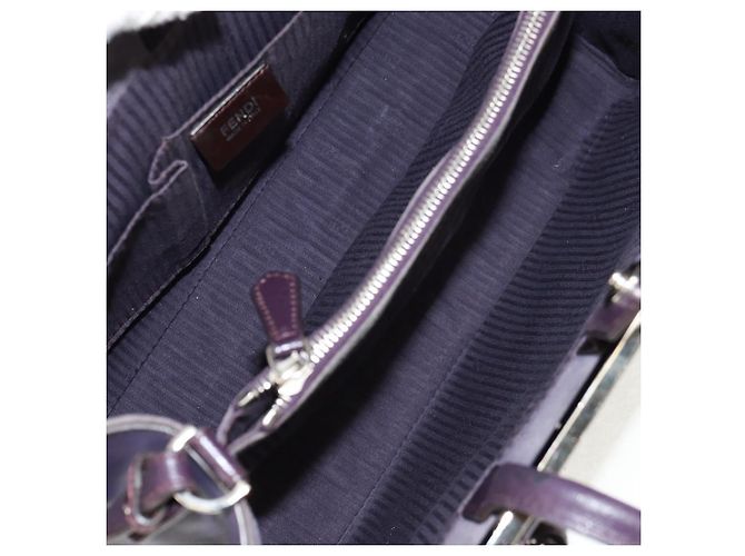 FENDI 2 JOURS Handtasche Leder 2-in-1 Lila Silber Authentisch 157911 - Ansicht 11