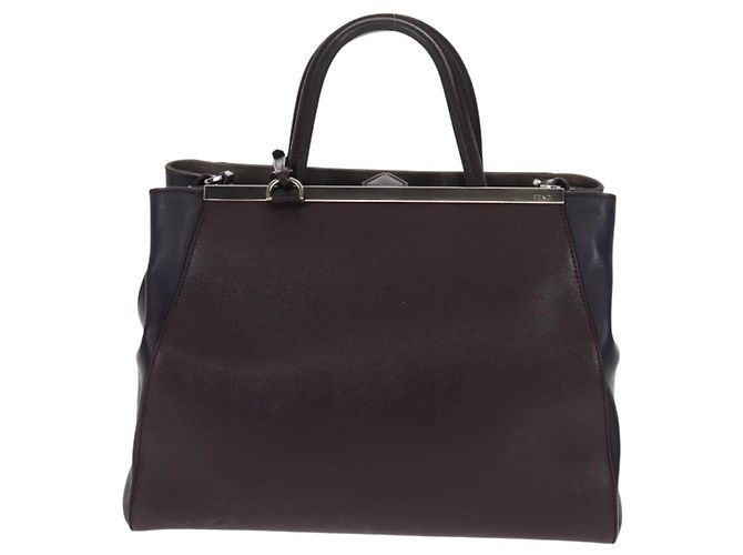 FENDI 2 JOURS Handtasche Leder 2-in-1 Lila Silber Authentisch 157911 - Ansicht 13