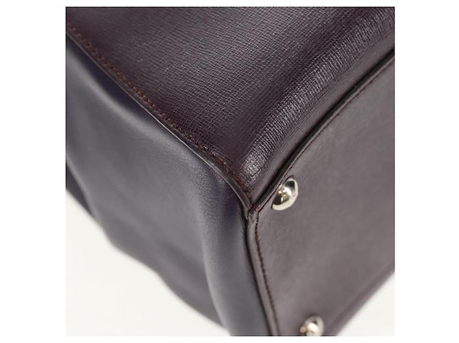 FENDI 2 JOURS Handtasche Leder 2-in-1 Lila Silber Authentisch 157911 - Ansicht 15