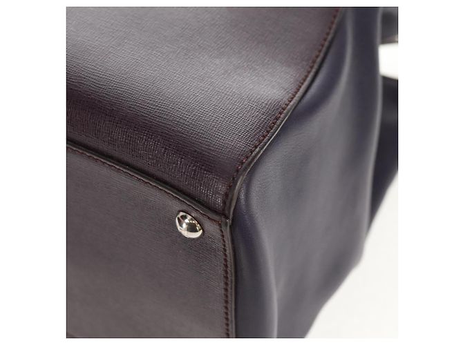 FENDI 2 JOURS Handtasche Leder 2-in-1 Lila Silber Authentisch 157911 - Ansicht 16