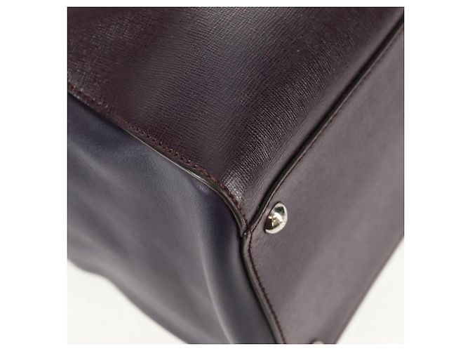 FENDI 2 JOURS Handtasche Leder 2-in-1 Lila Silber Authentisch 157911 - Ansicht 17