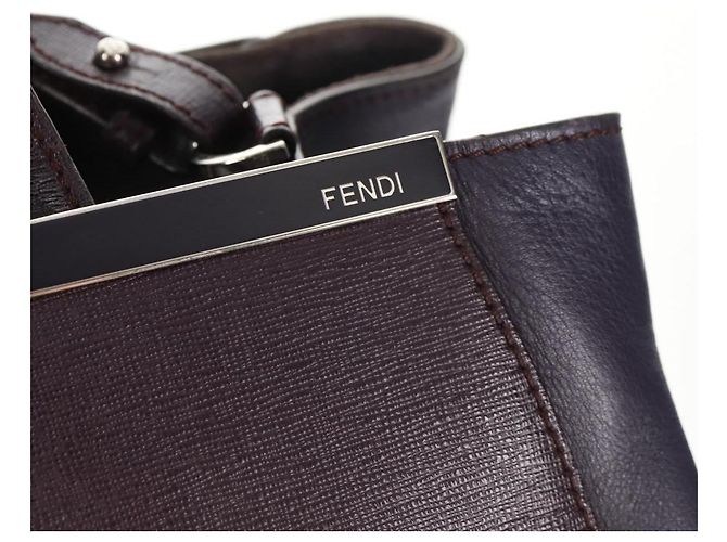 FENDI 2 JOURS Handtasche Leder 2-in-1 Lila Silber Authentisch 157911 - Ansicht 20