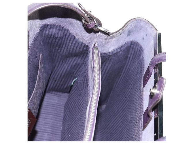 FENDI 2 JOURS Handtasche Leder 2-in-1 Lila Silber Authentisch 157911 - Ansicht 22