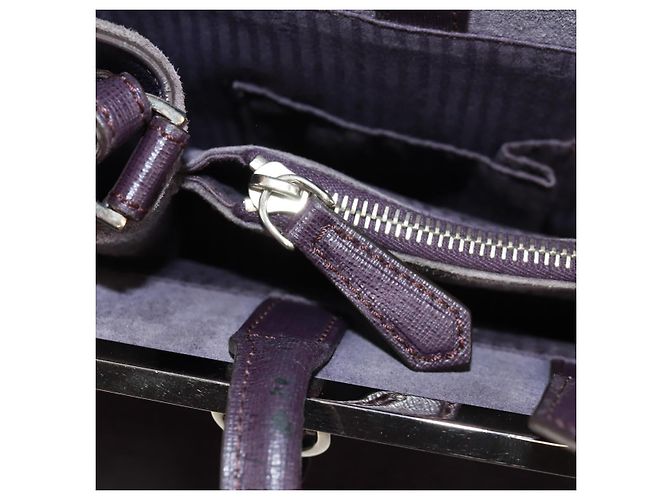FENDI 2 JOURS Handtasche Leder 2-in-1 Lila Silber Authentisch 157911 - Ansicht 24