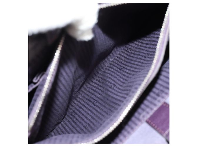 FENDI 2 JOURS Handtasche Leder 2-in-1 Lila Silber Authentisch 157911 - Ansicht 25