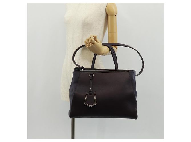 FENDI 2 JOURS Handtasche Leder 2-in-1 Lila Silber Authentisch 157911 - Ansicht 27