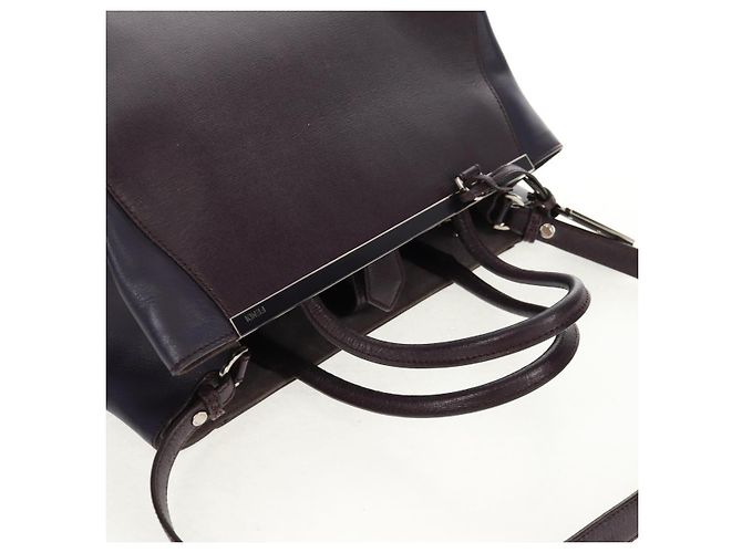 FENDI 2 JOURS Handtasche Leder 2-in-1 Lila Silber Authentisch 157911 - Ansicht 7
