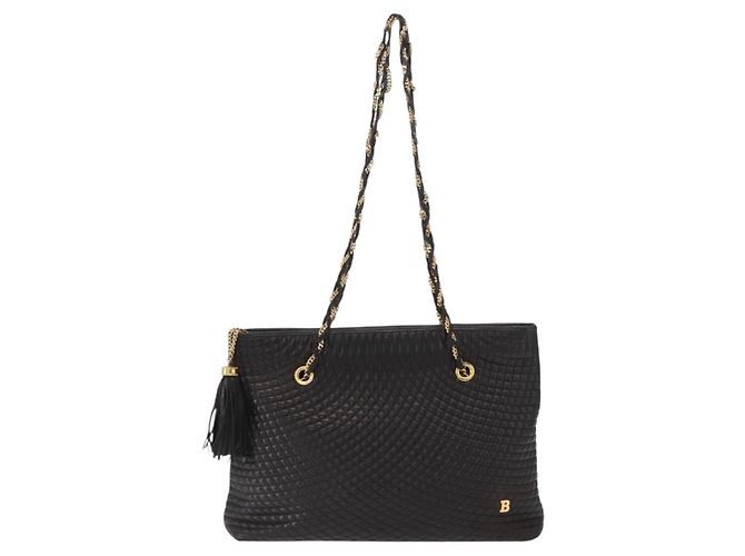 BALLY Borsa a Spalla a Catena Pelle Nera Oro Auth BA9129 Nero D'oro - vista 13
