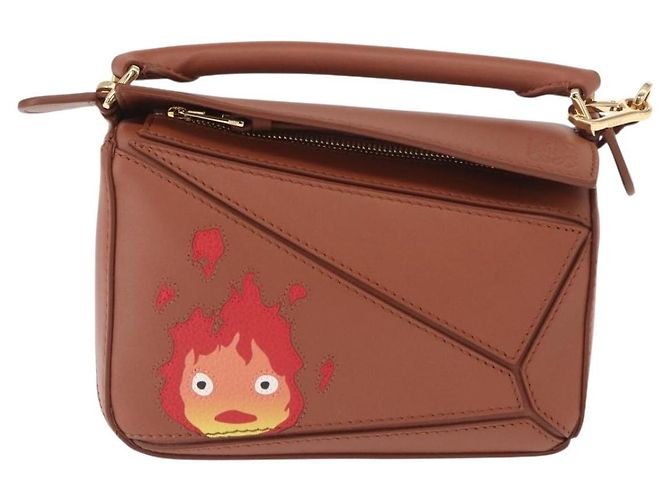 LOEWE Mini Puzzle Borsa Loewe x Studio Ghibli Calcifer 2way Marrone Auth am10317SM D'oro - vista 13
