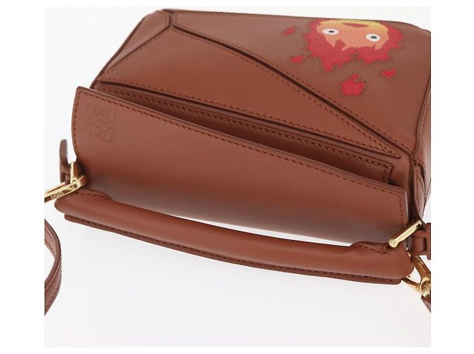 LOEWE Mini Puzzle Borsa Loewe x Studio Ghibli Calcifer 2way Marrone Auth am10317SM D'oro - vista 6