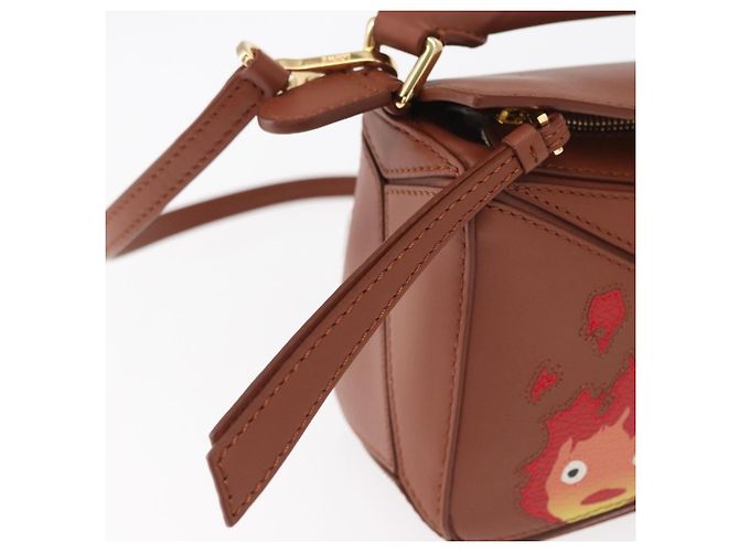 LOEWE Mini Puzzle Borsa Loewe x Studio Ghibli Calcifer 2way Marrone Auth am10317SM D'oro - vista 9