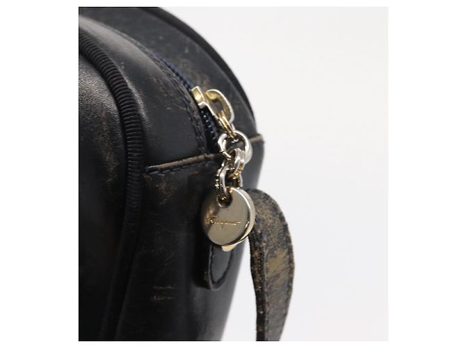 Borsa a Spalla Salvatore Ferragamo in Pelle Blu Navy Oro Auth ka1249 D'oro - vista 10