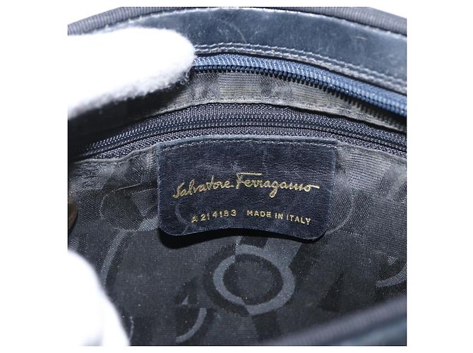 Borsa a Spalla Salvatore Ferragamo in Pelle Blu Navy Oro Auth ka1249 D'oro - vista 12
