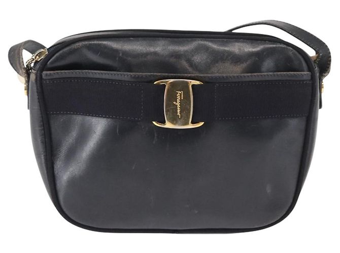 Borsa a Spalla Salvatore Ferragamo in Pelle Blu Navy Oro Auth ka1249 D'oro - vista 13