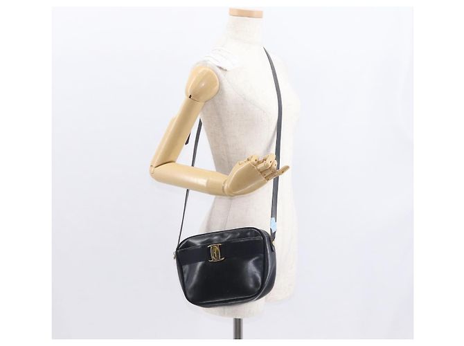 Borsa a Spalla Salvatore Ferragamo in Pelle Blu Navy Oro Auth ka1249 D'oro - vista 23