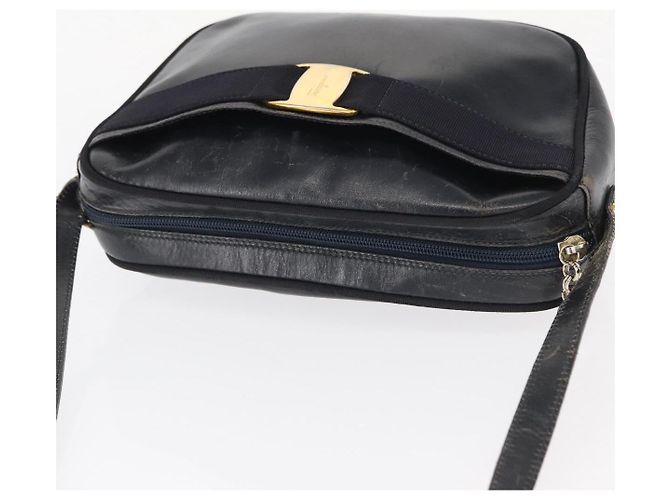 Borsa a Spalla Salvatore Ferragamo in Pelle Blu Navy Oro Auth ka1249 D'oro - vista 6