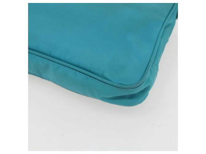 Borsa a Spalla PRADA Nylon Azzurro Chiaro Oro Auth 159589 D'oro Blu chiaro - vista 15