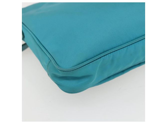 Borsa a Spalla PRADA Nylon Azzurro Chiaro Oro Auth 159589 D'oro Blu chiaro - vista 16
