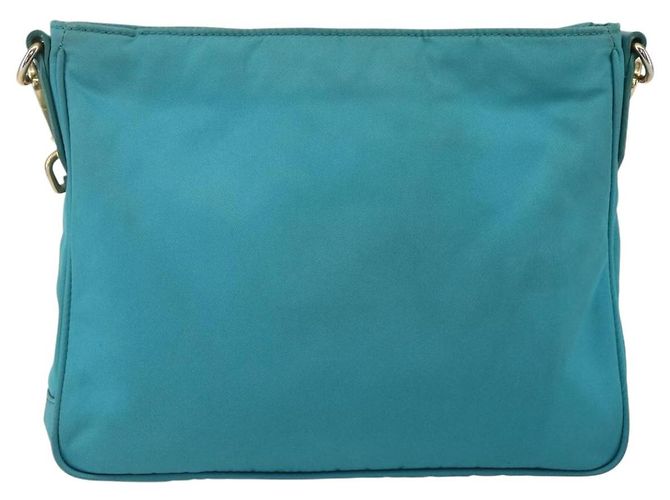 Borsa a Spalla PRADA Nylon Azzurro Chiaro Oro Auth 159589 D'oro Blu chiaro - vista 2