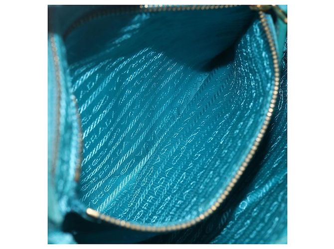 Borsa a Spalla PRADA Nylon Azzurro Chiaro Oro Auth 159589 D'oro Blu chiaro - vista 22