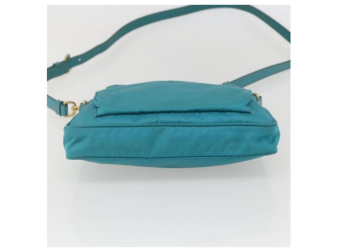 Borsa a Spalla PRADA Nylon Azzurro Chiaro Oro Auth 159589 D'oro Blu chiaro - vista 5
