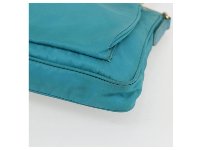 Borsa a Spalla PRADA Nylon Azzurro Chiaro Oro Auth 159589 D'oro Blu chiaro - vista 9