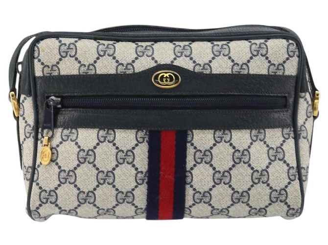 Gucci GG Supreme Sherry Line Schultertasche PVC Marine Gold 75 02 004 Auth 159729 Rot Golden Marineblau - Ansicht 13