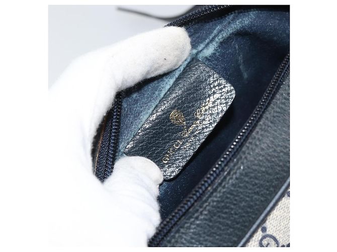 Gucci GG Supreme Sherry Line Schultertasche PVC Marine Gold 75 02 004 Auth 159729 Rot Golden Marineblau - Ansicht 19