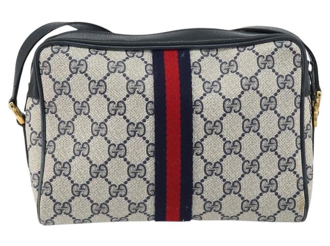 Gucci GG Supreme Sherry Line Schultertasche PVC Marine Gold 75 02 004 Auth 159729 Rot Golden Marineblau - Ansicht 2