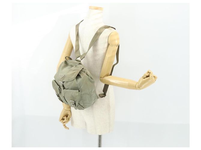 PRADA Backpack Nylon Beige Silver Auth 156861 Silvery - view 29