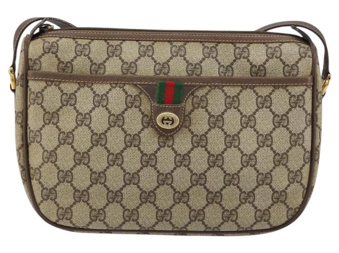 Borsa Sherry Line GG Supreme Web di GUCCI in PVC beige e oro 89 02 077 Auth 159285 D'oro - vista 13