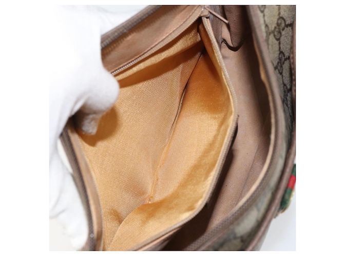 Borsa Sherry Line GG Supreme Web di GUCCI in PVC beige e oro 89 02 077 Auth 159285 D'oro - vista 23