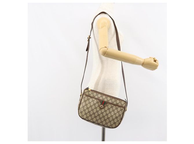 Borsa Sherry Line GG Supreme Web di GUCCI in PVC beige e oro 89 02 077 Auth 159285 D'oro - vista 25