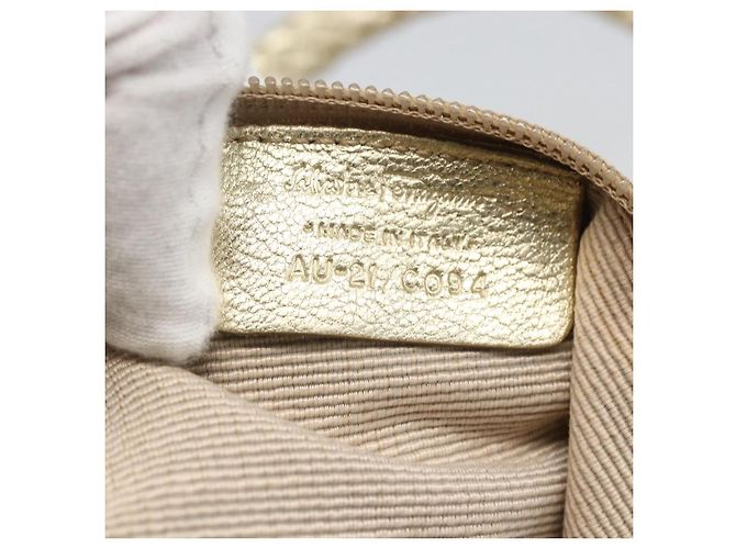 Borsa a mano Salvatore Ferragamo in nylon 2 in 1 beige oro Auth BA9246 D'oro - vista 12