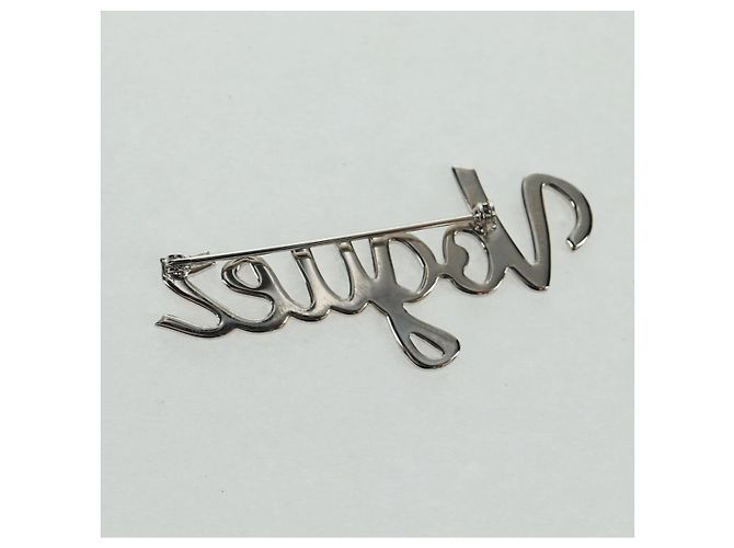 Louis Vuitton BROOCH VolezVoguezVoyagez in metallo argento M62507 LV Auth 162715M - vista 18