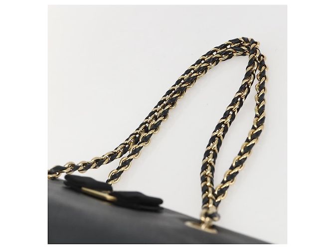 Borsa a Spalla Chain Vala in Pelle Nera e Oro Auth 159349 di Salvatore Ferragamo Nero D'oro - vista 8