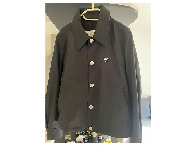 Giacca Ami UJK242 Nera Nylon Nero - vista 4