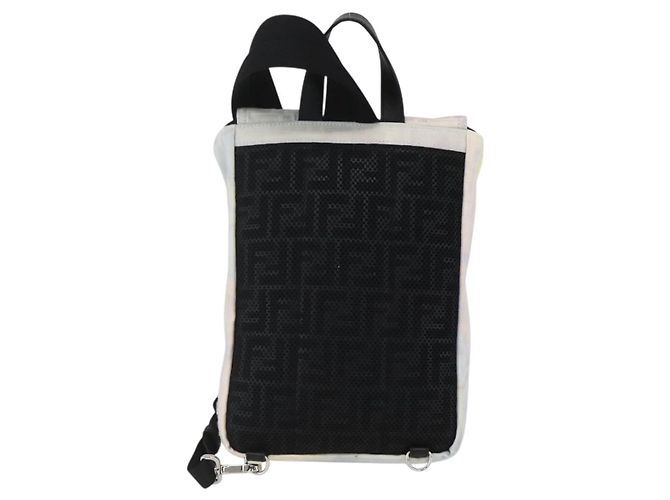 FENDI Zucca Canvas Schultertasche aus Nylon in Weiß Silber authentisch am10182V - Ansicht 2