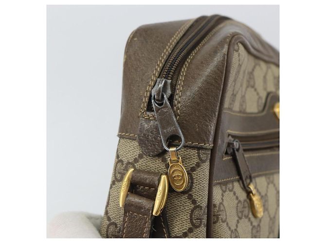 Borsa Gucci GG Supreme Web Sherry Line in PVC beige e oro 24 02 005 Auth ka1276 - vista 10