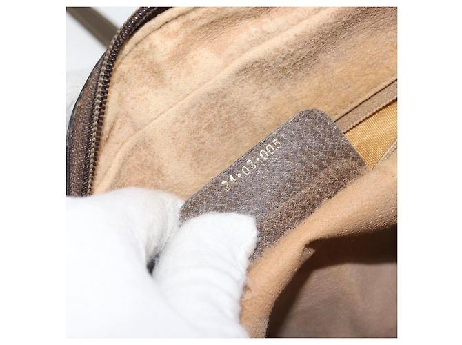 Borsa Gucci GG Supreme Web Sherry Line in PVC beige e oro 24 02 005 Auth ka1276 - vista 12