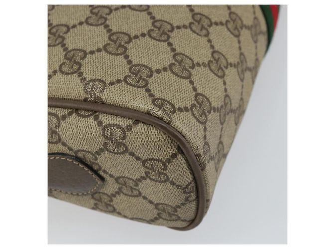 Borsa Gucci GG Supreme Web Sherry Line in PVC beige e oro 24 02 005 Auth ka1276 - vista 16