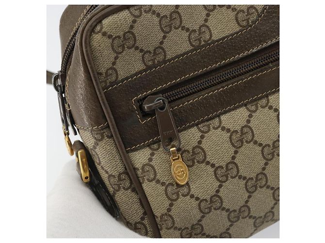 Borsa Gucci GG Supreme Web Sherry Line in PVC beige e oro 24 02 005 Auth ka1276 - vista 18